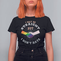 LGBT Gay Pride T Shirt For Women I May Be Straight But I Don't Hate Rainbow Flag Hand - Wonder Print Shop