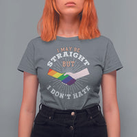LGBT Gay Pride T Shirt For Women I May Be Straight But I Don't Hate Rainbow Flag Hand - Wonder Print Shop