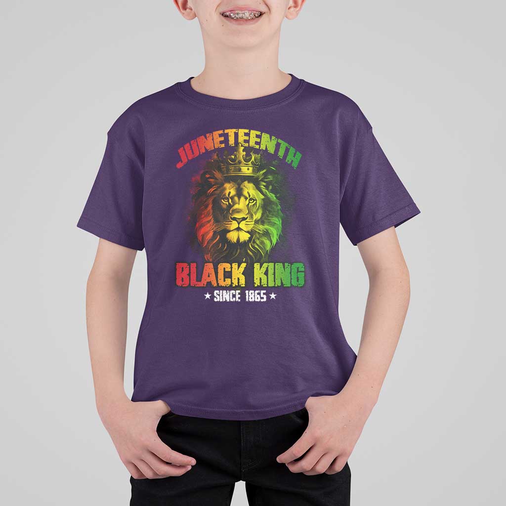 Juneteenth Black King Since 1865 T Shirt For Kid Cool Awesome Lion Flag - Wonder Print Shop