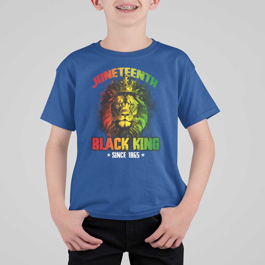 Juneteenth Black King Since 1865 T Shirt For Kid Cool Awesome Lion Flag - Wonder Print Shop