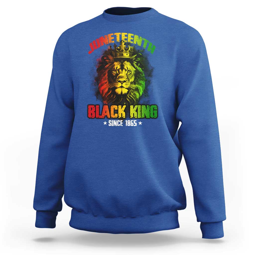 Juneteenth Black King Since 1865 Sweatshirt Cool Awesome Lion Flag - Wonder Print Shop