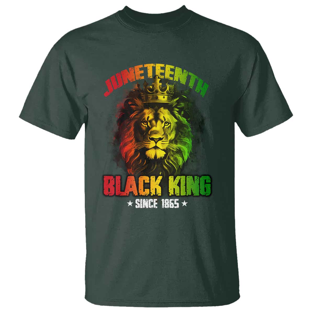 Juneteenth Black King Since 1865 T Shirt Cool Awesome Lion Flag - Wonder Print Shop
