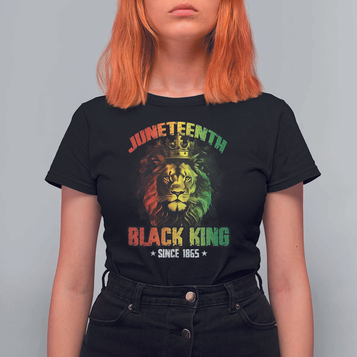 Juneteenth Black King Since 1865 T Shirt For Women Cool Awesome Lion Flag - Wonder Print Shop