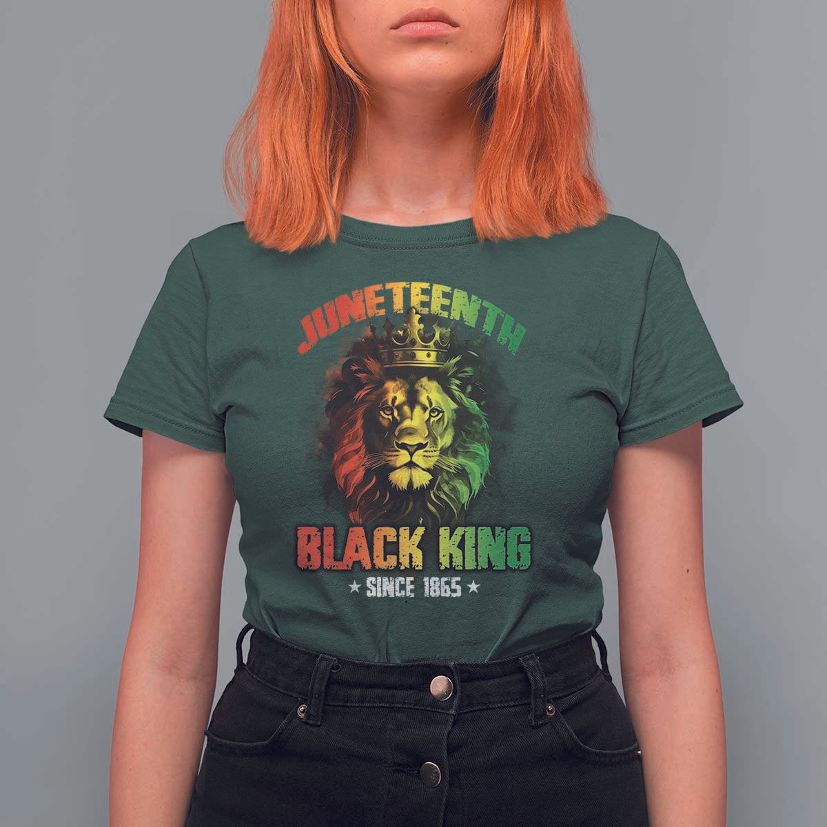 Juneteenth Black King Since 1865 T Shirt For Women Cool Awesome Lion Flag - Wonder Print Shop