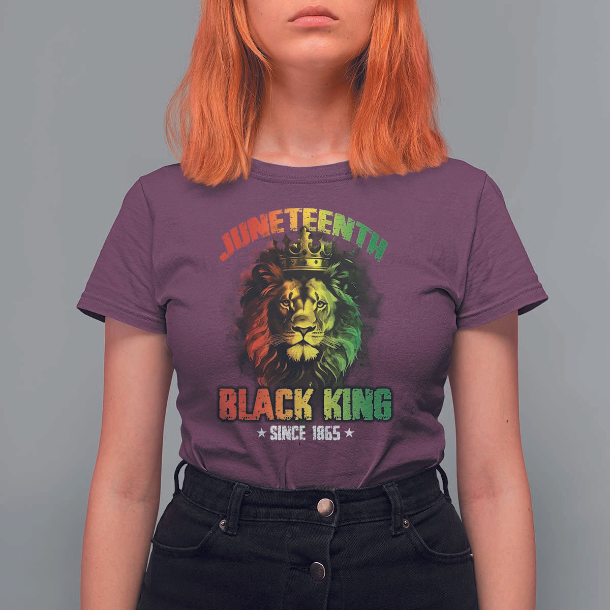 Juneteenth Black King Since 1865 T Shirt For Women Cool Awesome Lion Flag - Wonder Print Shop
