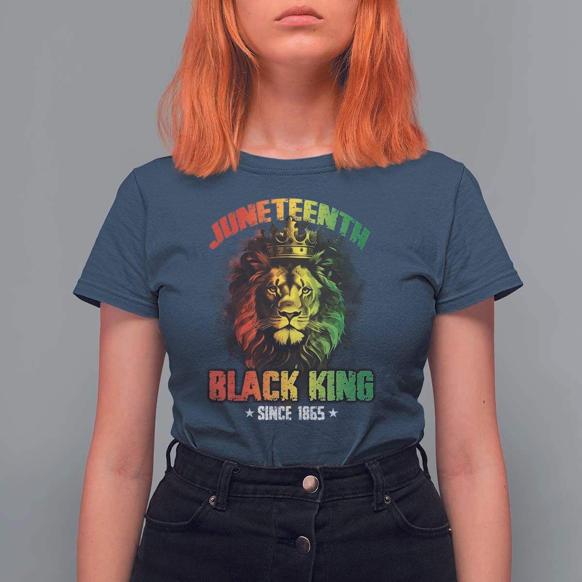 Juneteenth Black King Since 1865 T Shirt For Women Cool Awesome Lion Flag - Wonder Print Shop