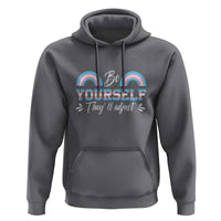 Transgender Hoodie Be Yourself They'll Adjust Vintage Rainbow Trans Pride Flag LGBT - Wonder Print Shop