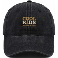 Chess Lover Washed Cotton Baseball Cap Cool Kids Play Chess Vintage King