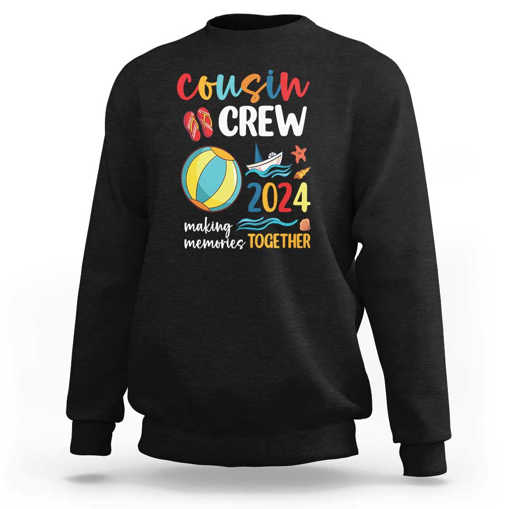 Cousin Crew 2024 Making Memories Together Sweatshirt Summer Vacation Beach Family Trips Matching Ocean Wave - Wonder Print Shop