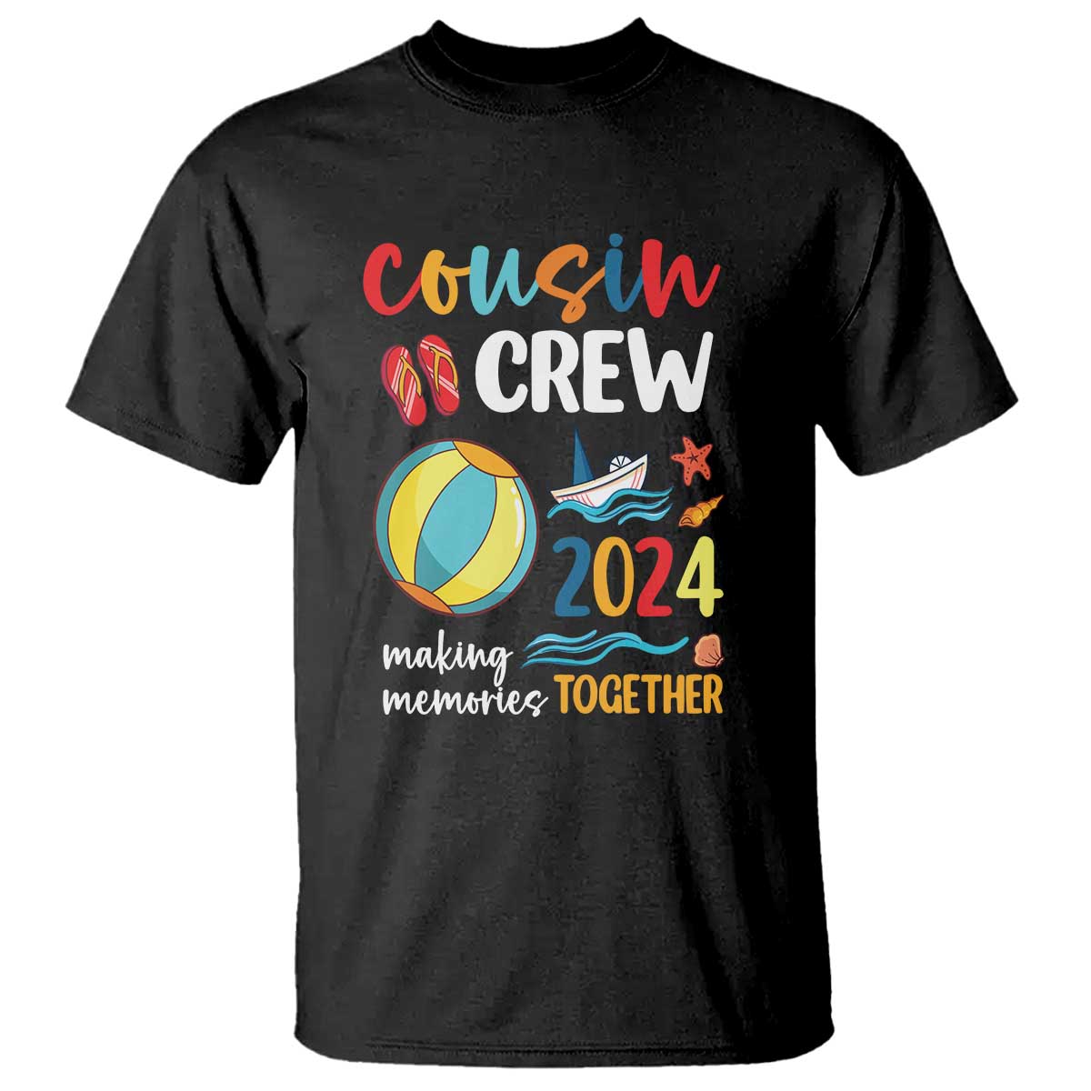 Cousin Crew 2024 Making Memories Together T Shirt Summer Vacation Beach Family Trips Matching Ocean Wave - Wonder Print Shop