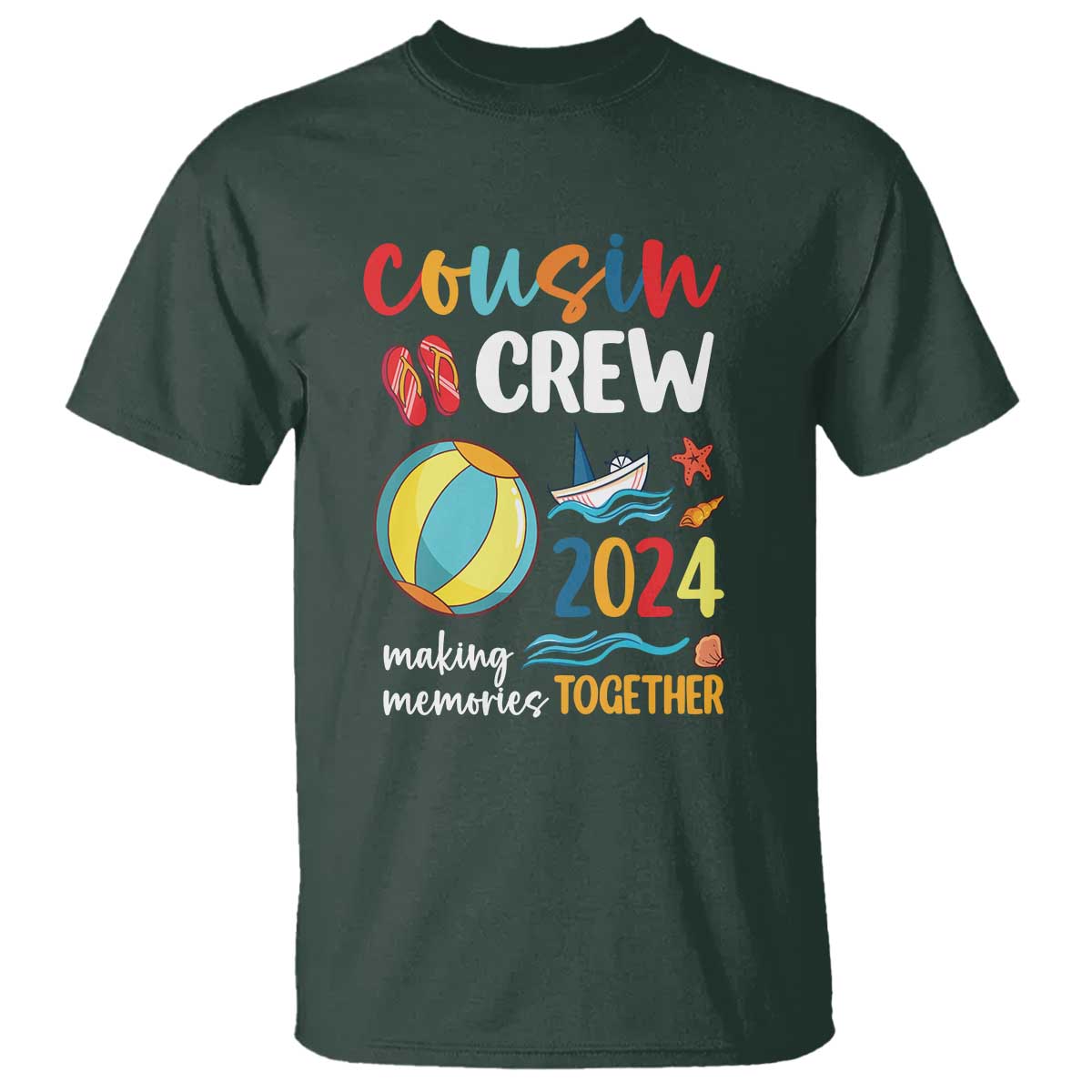 Cousin Crew 2024 Making Memories Together T Shirt Summer Vacation Beach Family Trips Matching Ocean Wave - Wonder Print Shop