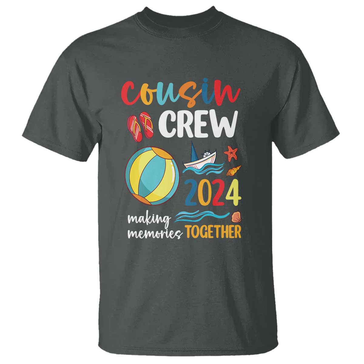 Cousin Crew 2024 Making Memories Together T Shirt Summer Vacation Beach Family Trips Matching Ocean Wave - Wonder Print Shop