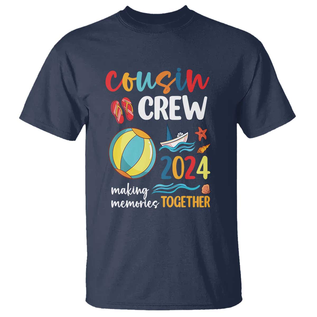 Cousin Crew 2024 Making Memories Together T Shirt Summer Vacation Beach Family Trips Matching Ocean Wave - Wonder Print Shop