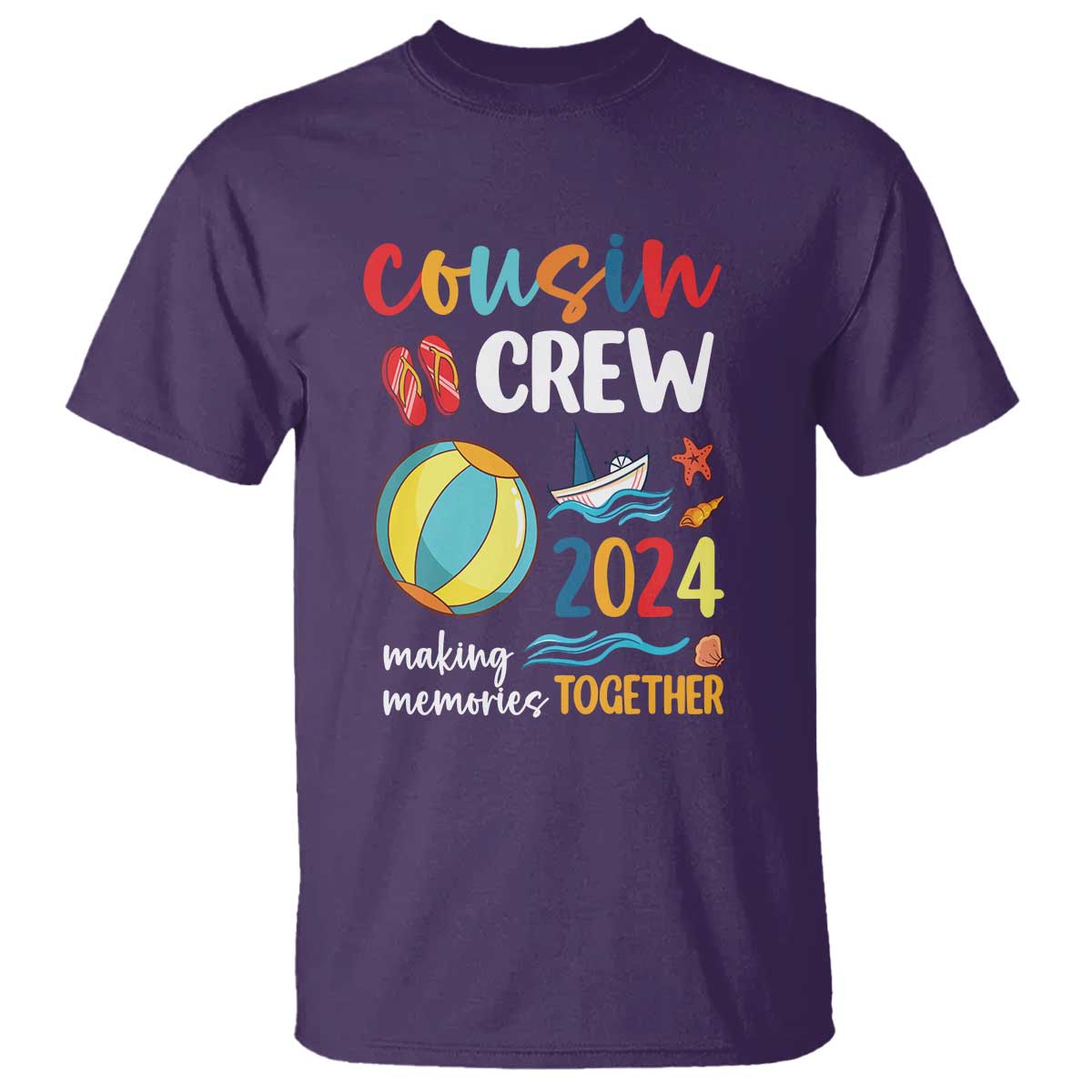 Cousin Crew 2024 Making Memories Together T Shirt Summer Vacation Beach Family Trips Matching Ocean Wave - Wonder Print Shop