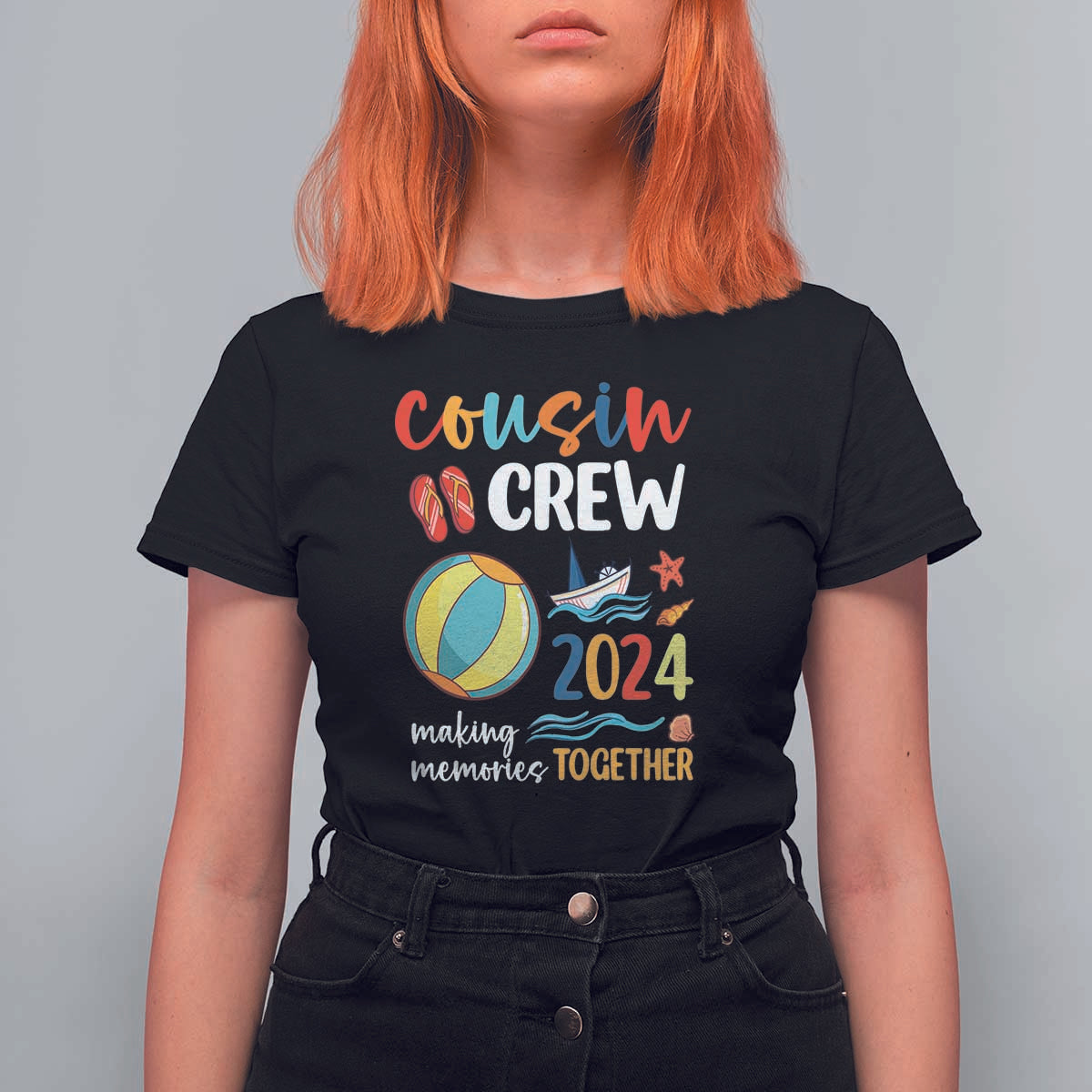 Cousin Crew 2024 Making Memories Together T Shirt For Women Summer Vacation Beach Family Trips Matching Ocean Wave - Wonder Print Shop