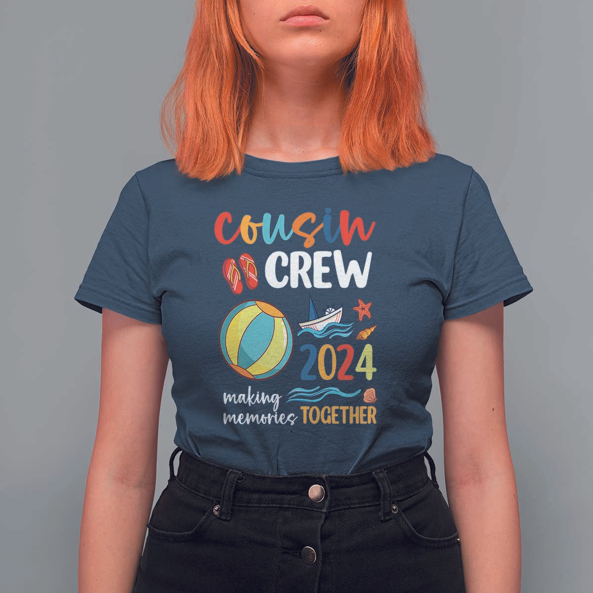 Cousin Crew 2024 Making Memories Together T Shirt For Women Summer Vacation Beach Family Trips Matching Ocean Wave - Wonder Print Shop