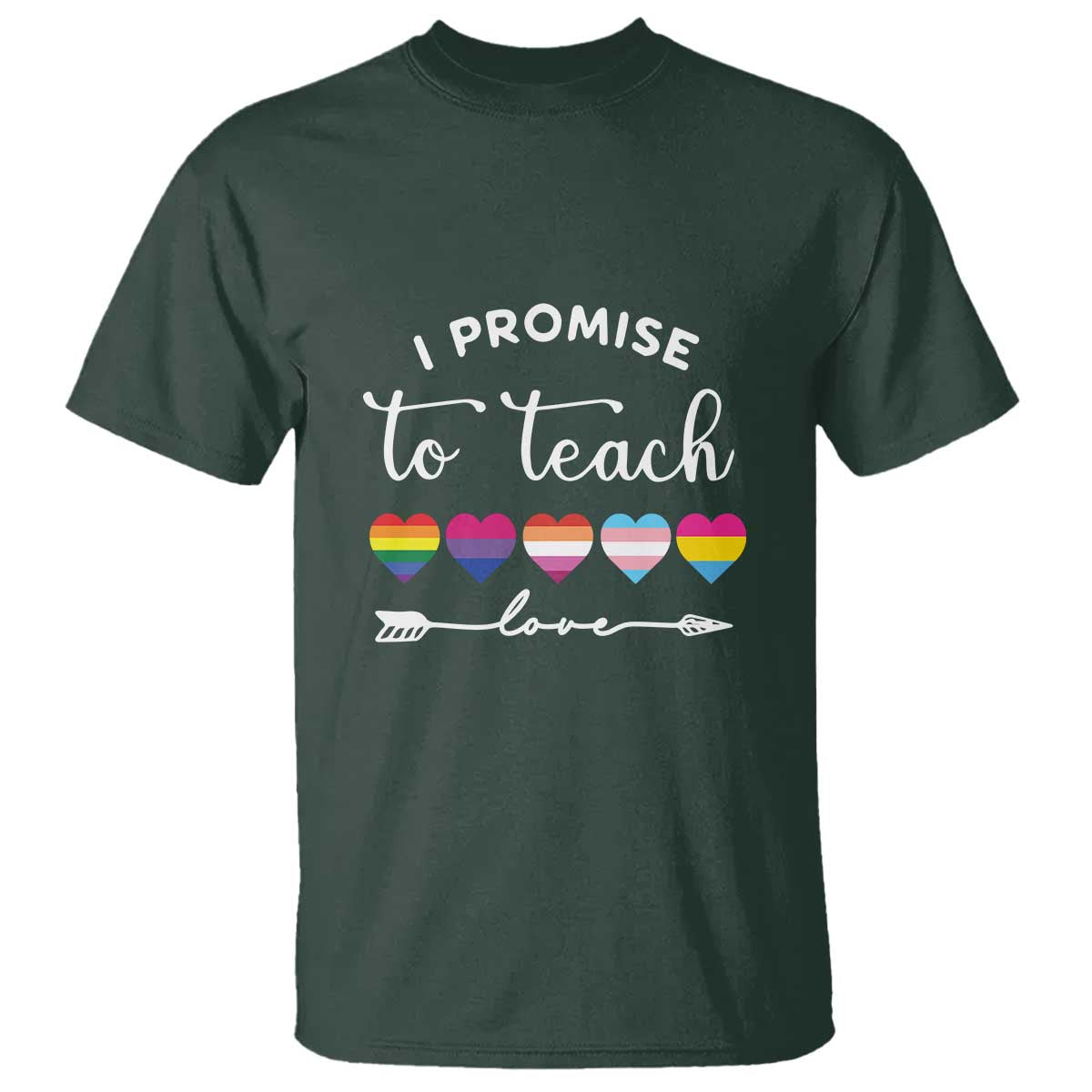 Teacher T Shirt I Promise To Teach Love LGBT-Q Pride Proud Ally Heart - Wonder Print Shop
