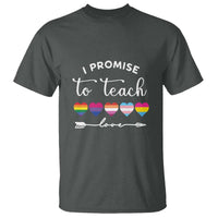 Teacher T Shirt I Promise To Teach Love LGBT-Q Pride Proud Ally Heart - Wonder Print Shop