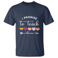 Teacher T Shirt I Promise To Teach Love LGBT-Q Pride Proud Ally Heart - Wonder Print Shop