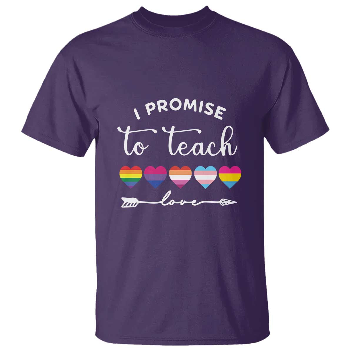 Teacher T Shirt I Promise To Teach Love LGBT-Q Pride Proud Ally Heart - Wonder Print Shop