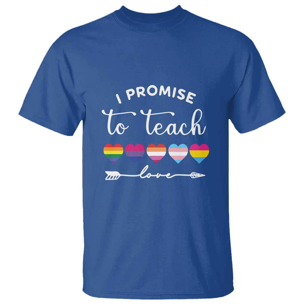 Teacher T Shirt I Promise To Teach Love LGBT-Q Pride Proud Ally Heart - Wonder Print Shop