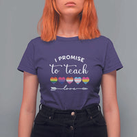 Teacher T Shirt For Women I Promise To Teach Love LGBT-Q Pride Proud Ally Heart - Wonder Print Shop