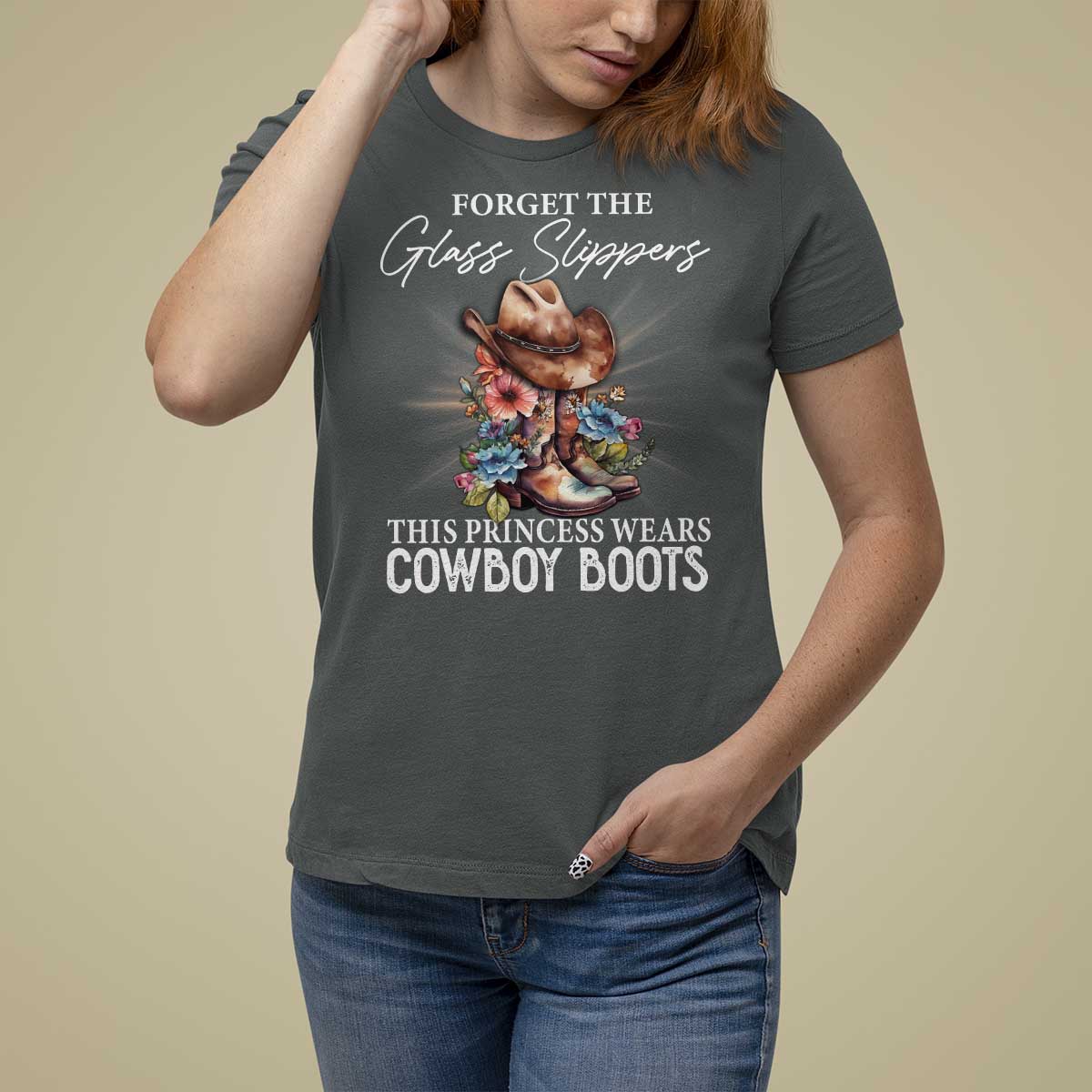 Funny Cowgirl T Shirt For Women Forget Glass Slippers This Princess Wears Boots Western - Wonder Print Shop