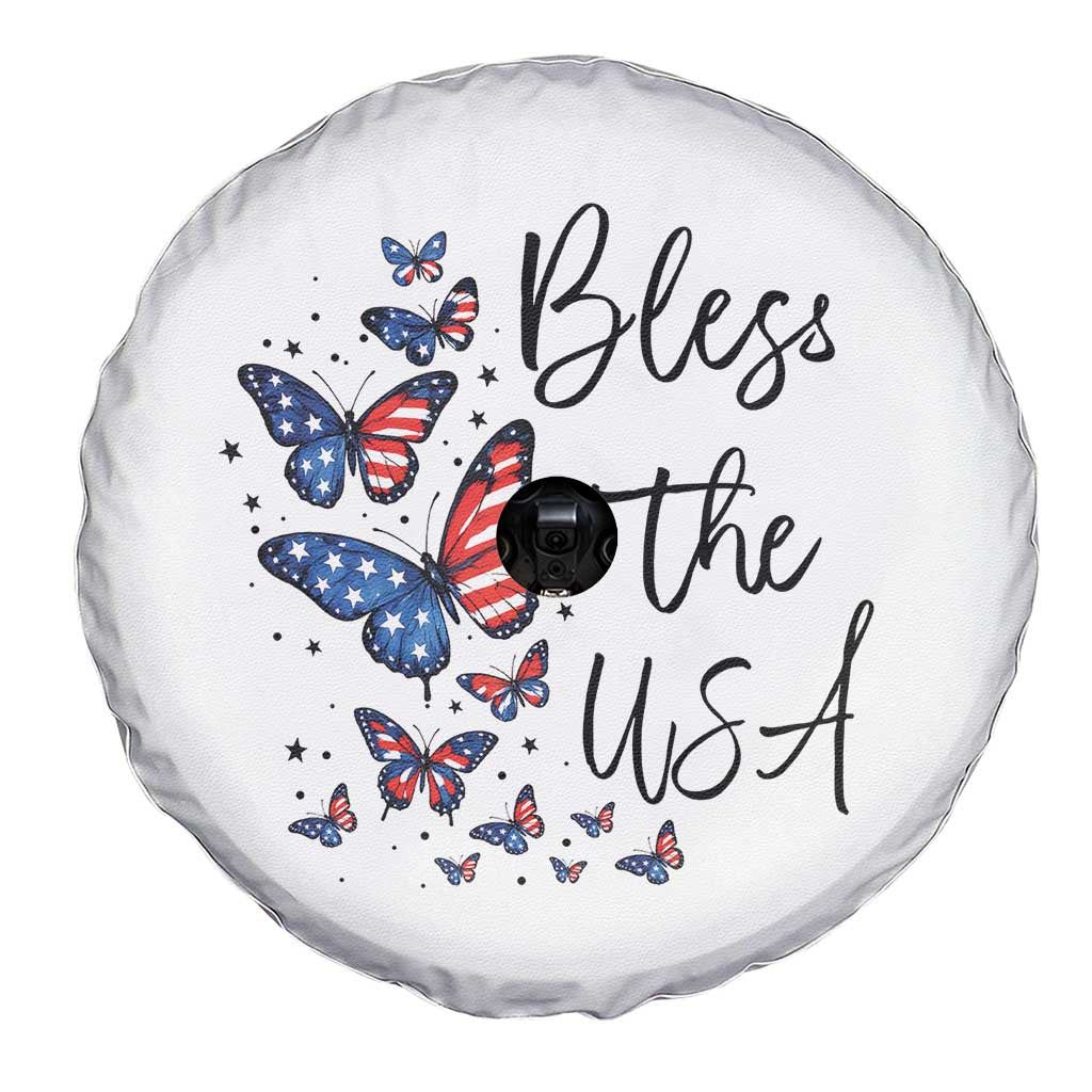 Bless The USA 4th of July Spare Tire Cover Patriotic American Flag Butterfly Independence Day