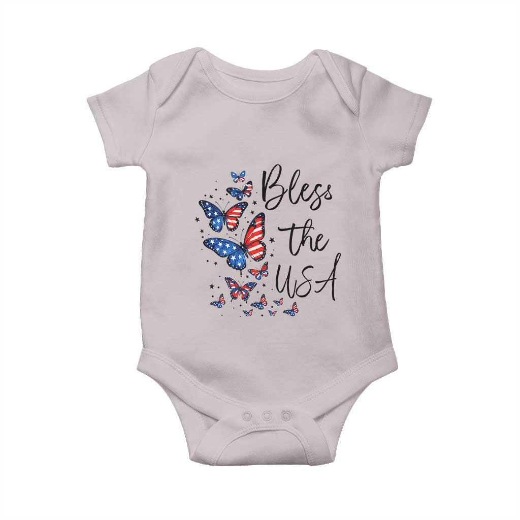 Bless The USA 4th of July Baby Onesie Patriotic American Flag Butterfly Independence Day