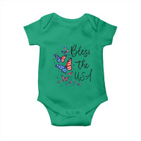 Bless The USA 4th of July Baby Onesie Patriotic American Flag Butterfly Independence Day