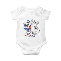 Bless The USA 4th of July Baby Onesie Patriotic American Flag Butterfly Independence Day