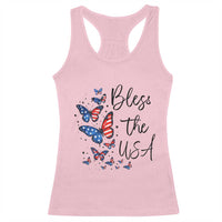 Bless The USA 4th of July Racerback Tank Top Patriotic American Flag Butterfly Independence Day