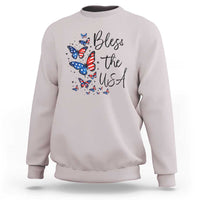 Bless The USA 4th of July Sweatshirt Patriotic American Flag Butterfly Independence Day