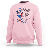 Bless The USA 4th of July Sweatshirt Patriotic American Flag Butterfly Independence Day