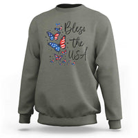 Bless The USA 4th of July Sweatshirt Patriotic American Flag Butterfly Independence Day