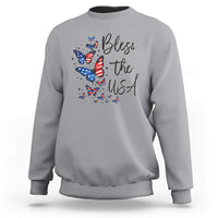 Bless The USA 4th of July Sweatshirt Patriotic American Flag Butterfly Independence Day