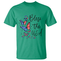 Bless The USA 4th of July T Shirt Patriotic American Flag Butterfly Independence Day
