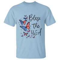 Bless The USA 4th of July T Shirt Patriotic American Flag Butterfly Independence Day