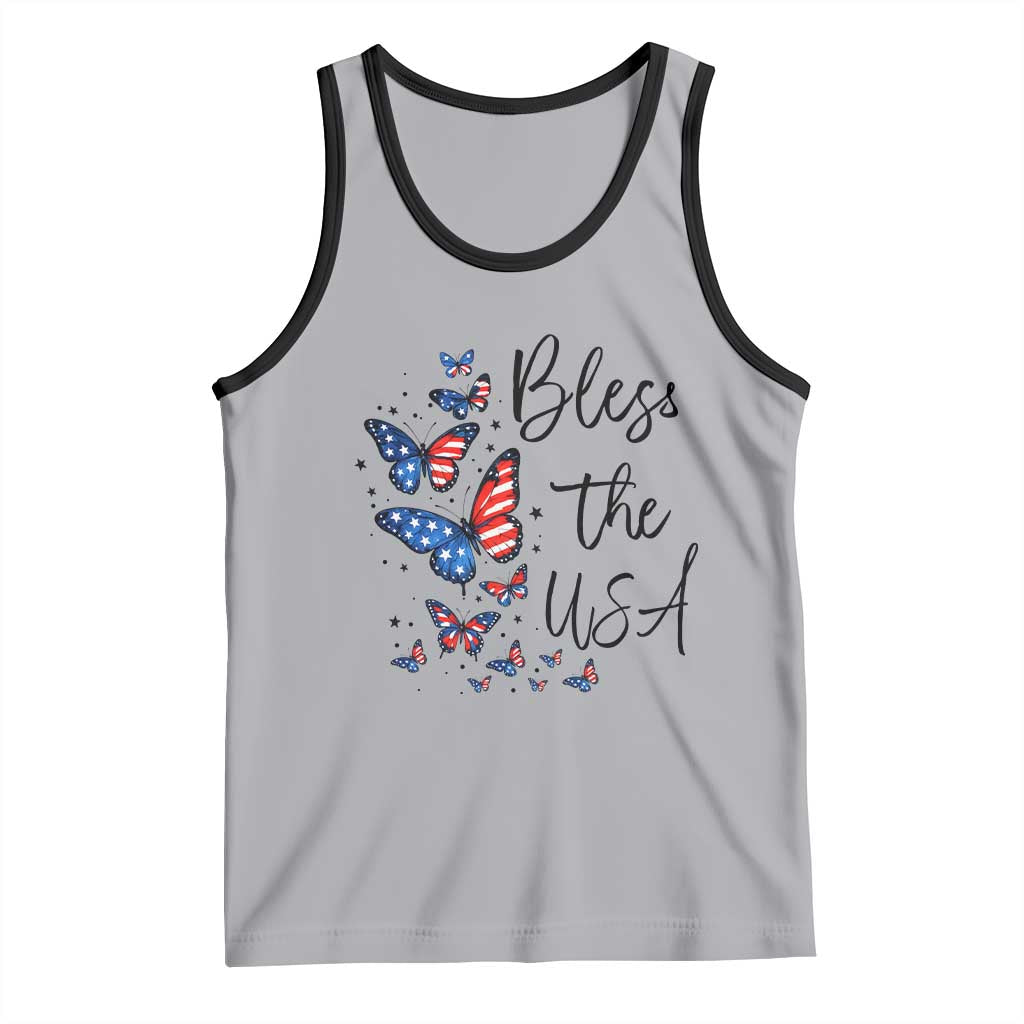 Bless The USA 4th of July Tank Top Patriotic American Flag Butterfly Independence Day