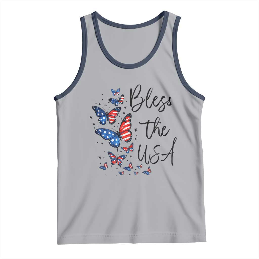 Bless The USA 4th of July Tank Top Patriotic American Flag Butterfly Independence Day