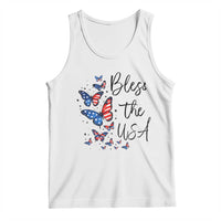Bless The USA 4th of July Tank Top Patriotic American Flag Butterfly Independence Day