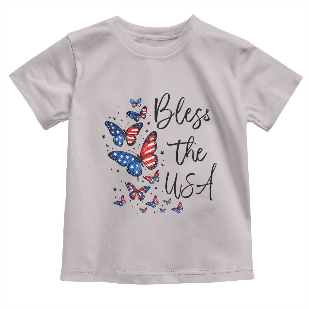 Bless The USA 4th of July Toddler T Shirt Patriotic American Flag Butterfly Independence Day