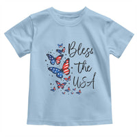 Bless The USA 4th of July Toddler T Shirt Patriotic American Flag Butterfly Independence Day