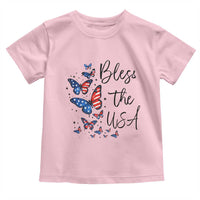 Bless The USA 4th of July Toddler T Shirt Patriotic American Flag Butterfly Independence Day