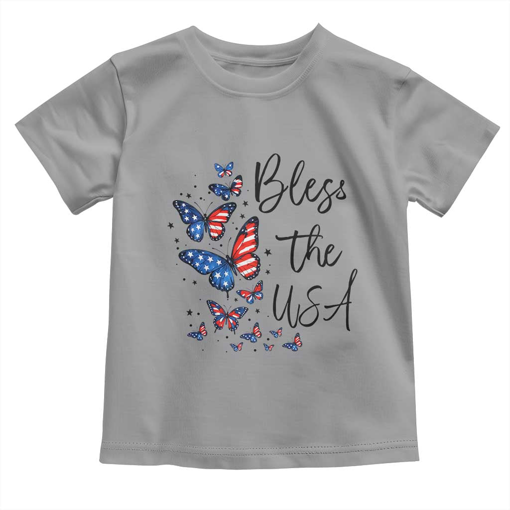 Bless The USA 4th of July Toddler T Shirt Patriotic American Flag Butterfly Independence Day