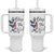 Bless The USA 4th of July Tumbler With Handle Patriotic American Flag Butterfly Independence Day