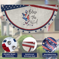 Bless The USA 4th of July Patriotic Fan Flag American Flag Butterfly Independence Day