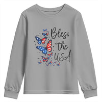 Bless The USA 4th of July Youth Sweatshirt Patriotic American Flag Butterfly Independence Day