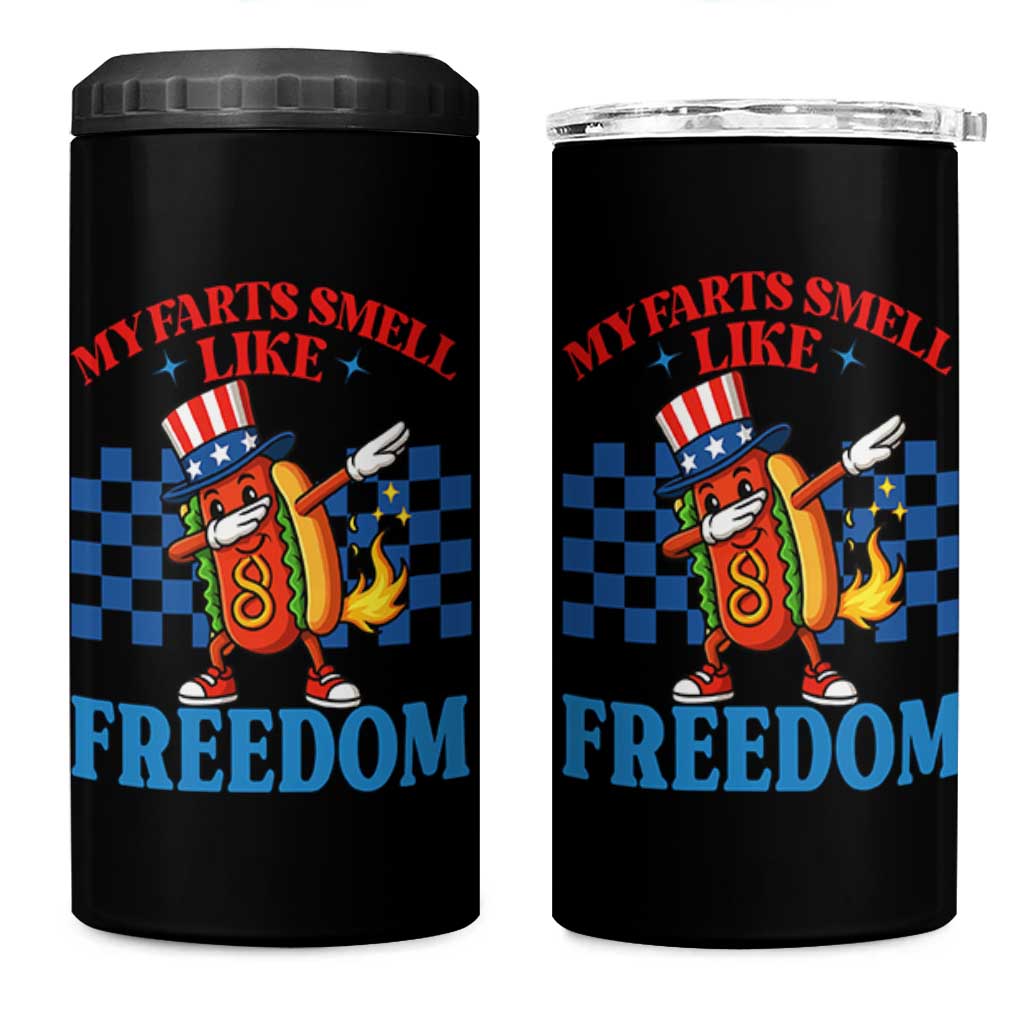 Funny My Farts Smell Like Freedom 4 in 1 Can Cooler Tumbler July 4th Hot Dog Lover - Wonder Print Shop