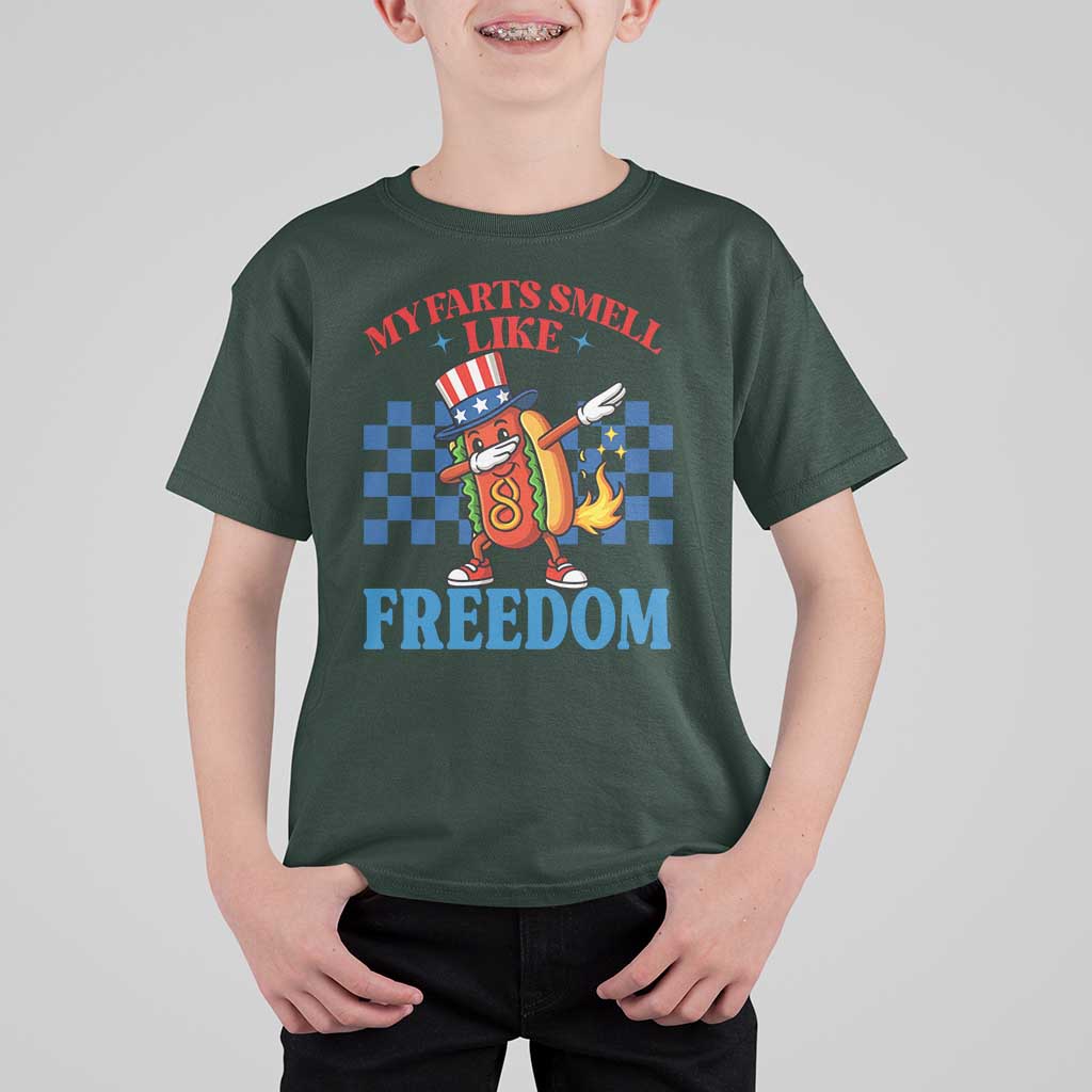 Funny My Farts Smell Like Freedom T Shirt For Kid July 4th Hot Dog Lover - Wonder Print Shop
